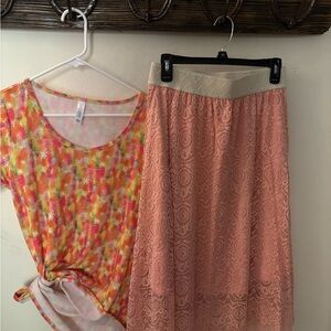 LuLaRoe Pink Midi Pencil Skirt Casual